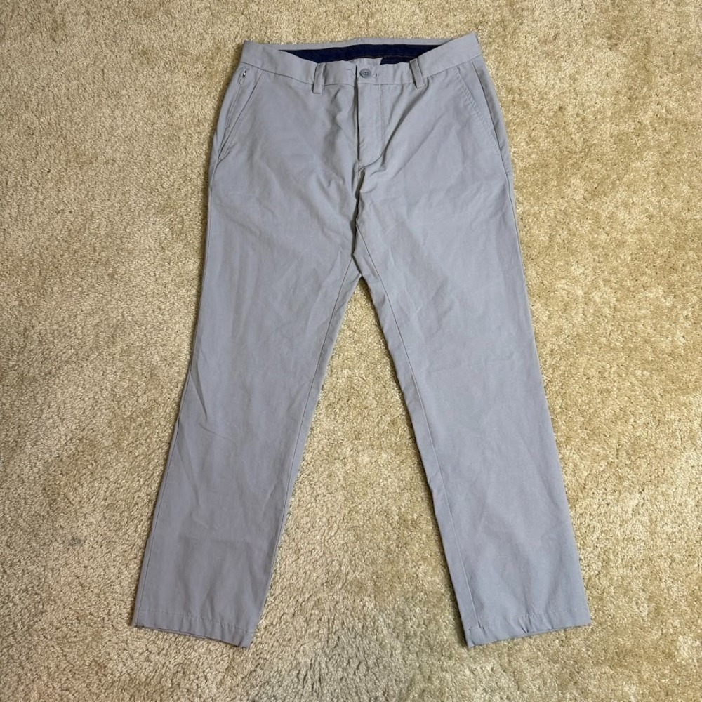 VINEYARD VINES OTG On The Go Stretch Cotton Gray Flat Front Golf Pants 31 X 27.5